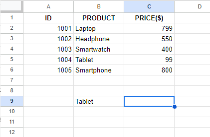 Enter the value to find the price of it 2
