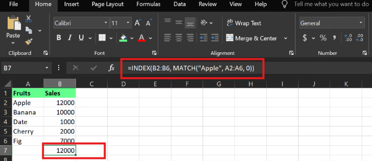 INDEX MATCH example in Excel. 7