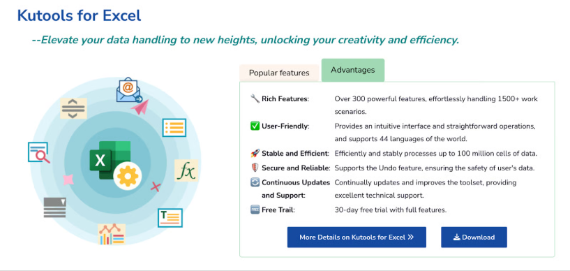 Kutools for Excel overview highlighting key features and capabilities 1