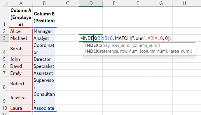 index match example 10