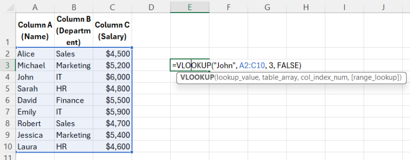 vlookup example 6