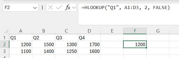 hlookup result 9