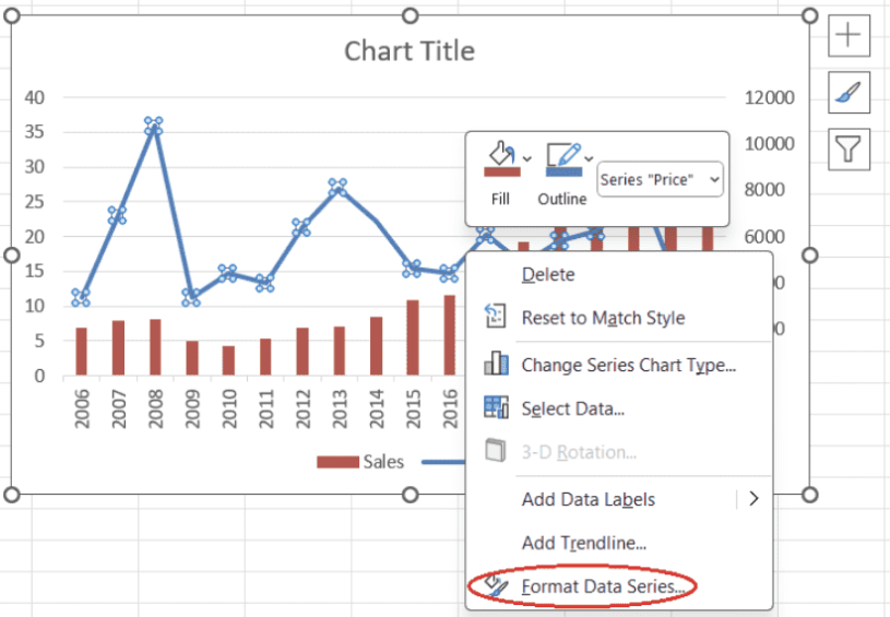 Opening the pane to format data series on a chart in Excel 12