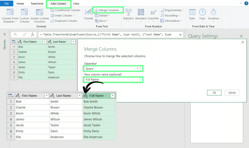 Merge two columns using Power Query in excel. 6