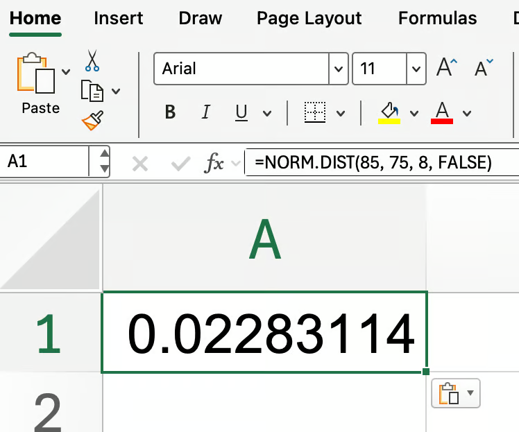 Excel NORM.DIST() function with FALSE 3