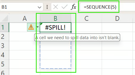 Invisible obstruction of spill range in Excel 4