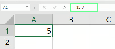 Subtracting numbers in Excel using the minus sign. 1