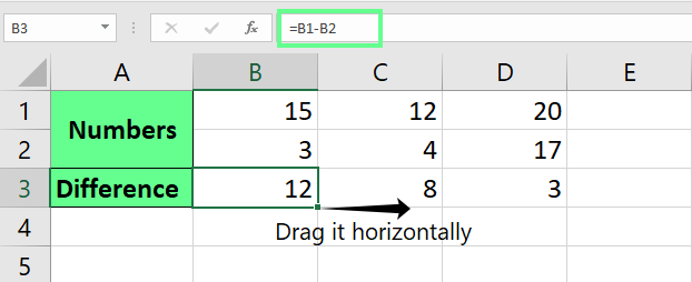 Subtracting multiple row in Excel. 6