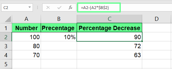 Subtract numbers from percentage in Excel. 8
