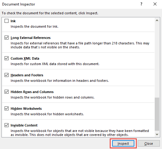 show hidden rows and columns from file inspector 12