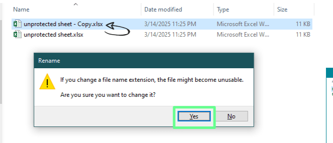 Changing the xlsx file to a zip file in windows explorer in Excel. 3