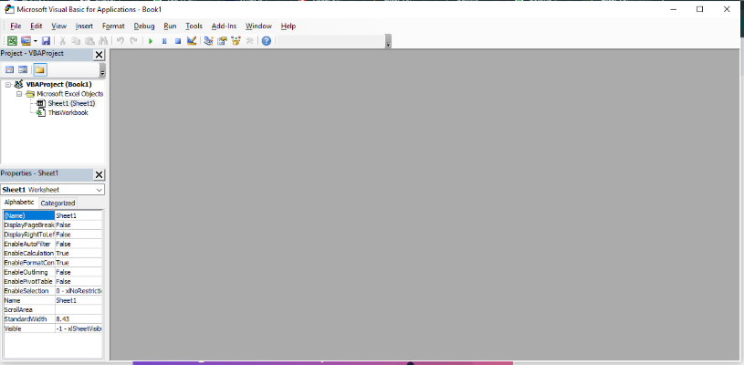 Interface of VBA editor in Excel 5
