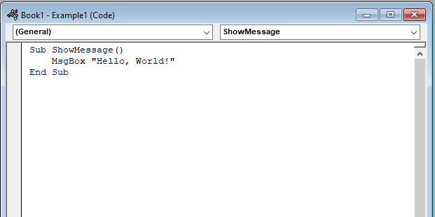 Writing a VBA macro in a code pane in Excel 7