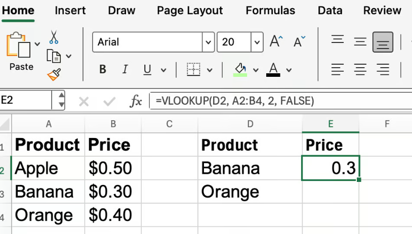 VLOOKUP de Excel con referencias de celda 2