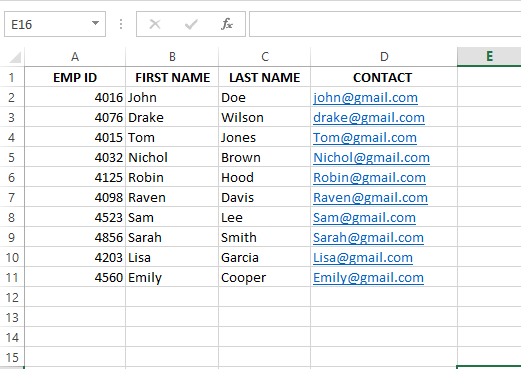 using vlookup formula on employee table. 1