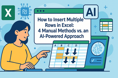 Excelで複数行を挿入する方法：4つの手動手順とAI搭載アプローチ