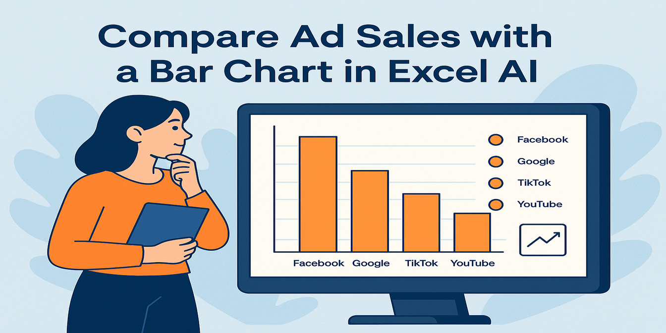 Excel AIで棒グラフを使って広告チャネル売上を比較