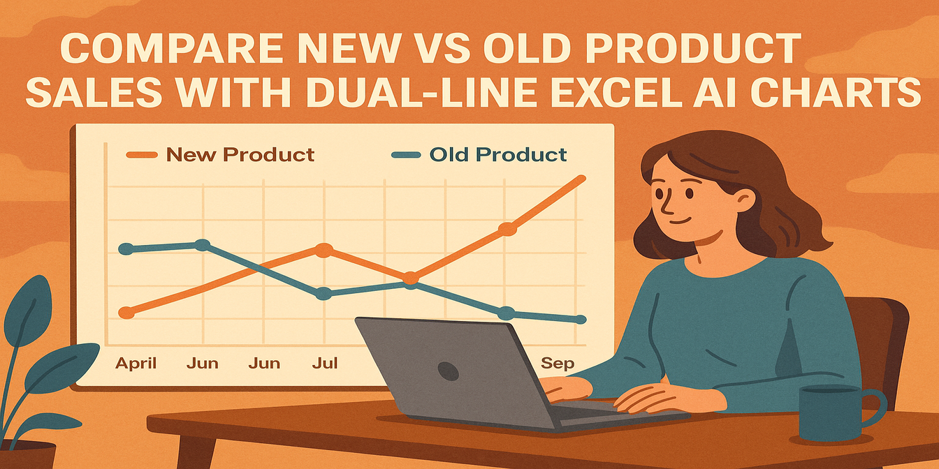 新旧製品の売上比較 - デュアルラインExcel AIチャート