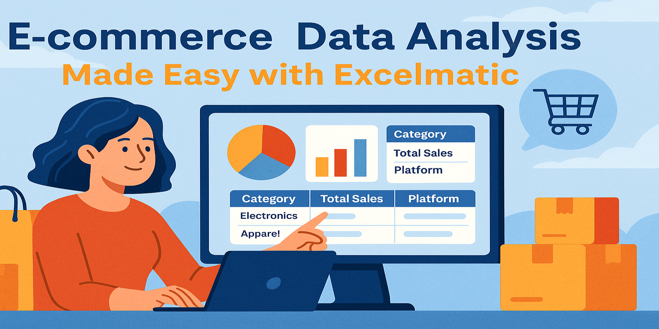 Análisis más inteligente de comercio electrónico con Excel AI: Del caos de datos a insights claros
