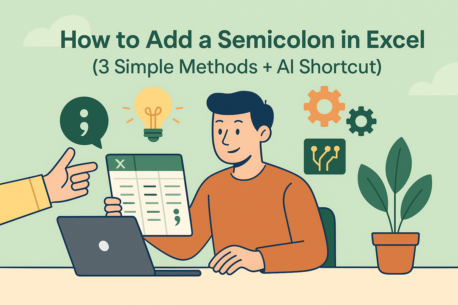 So fügen Sie ein Semikolon in Excel ein (3 einfache Methoden + KI-Shortcut)